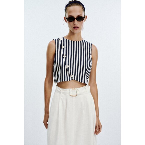 ZARA BELTED LINEN BLEND LONG DRESS - Picture 1 of 10